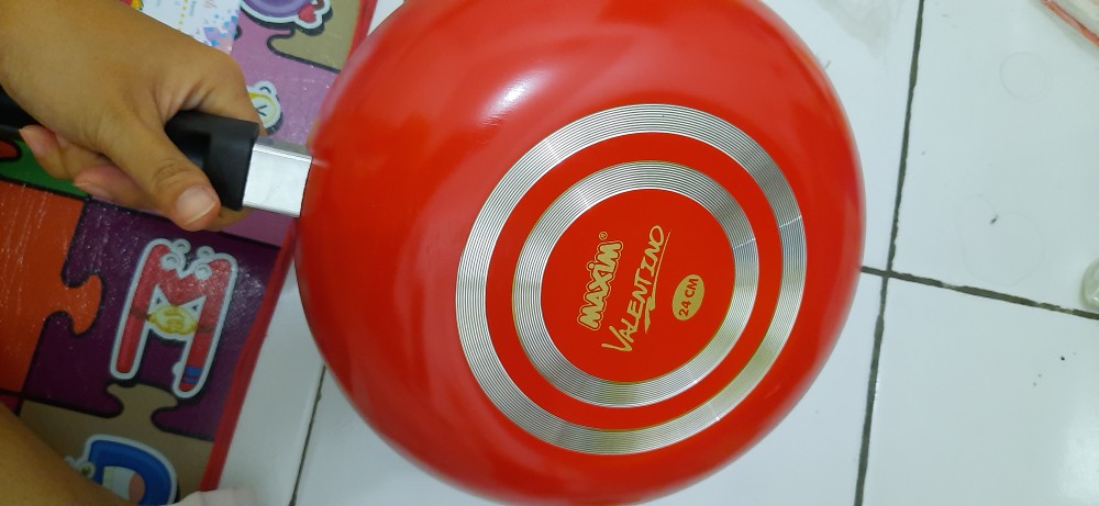 Maxim Valentino Deep Wok Penggorengan Anti Lengket Panci Tumis 24 Cm - Merah