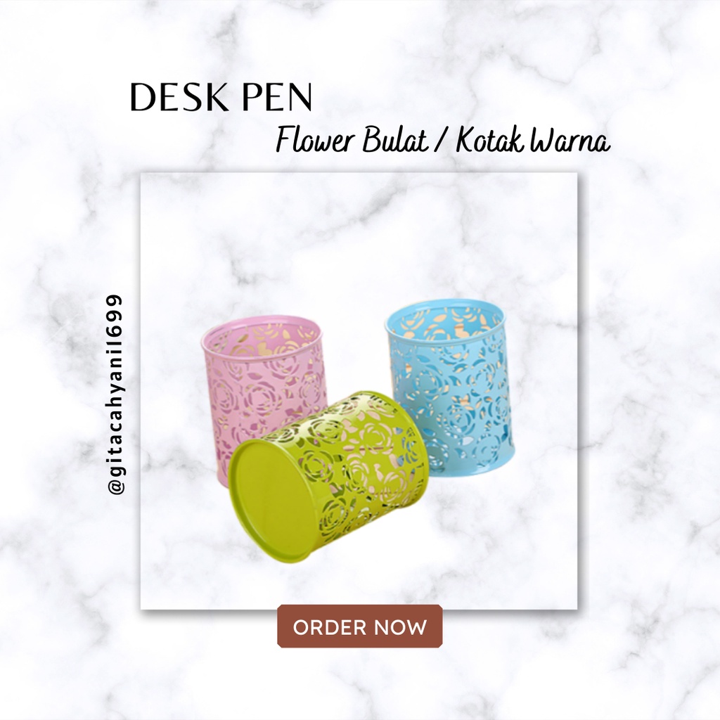 

DESK PEN ATAU TEMPAT PENSIL BALLPOINT MOTIF FLOWER DAN POLOS MODEL BULAT DAN KOTAK