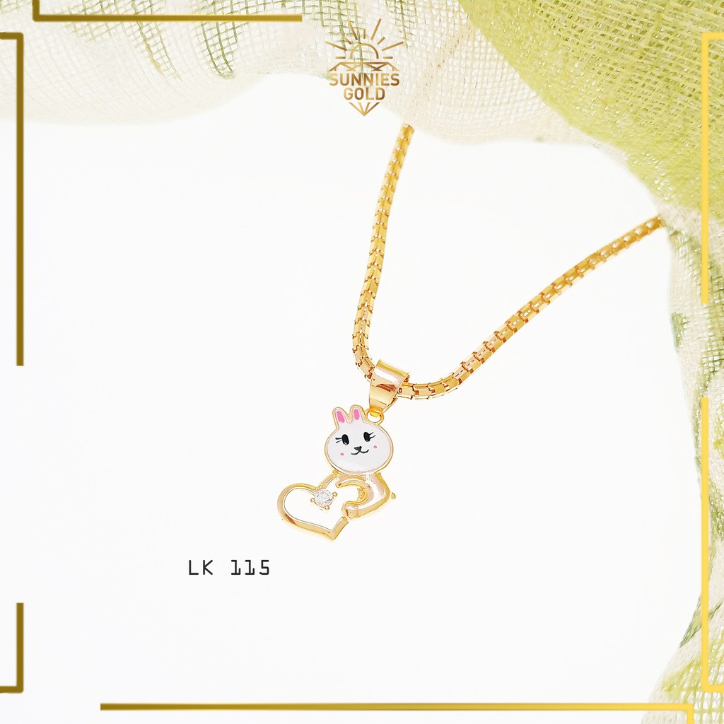 LIONTIN EMAS ASLI KADAR 300 & 375 MODEL ENAMEL KELINCI LOVE LUCU CUTE ANIMAL SERIES MINIMALIS - LK 1