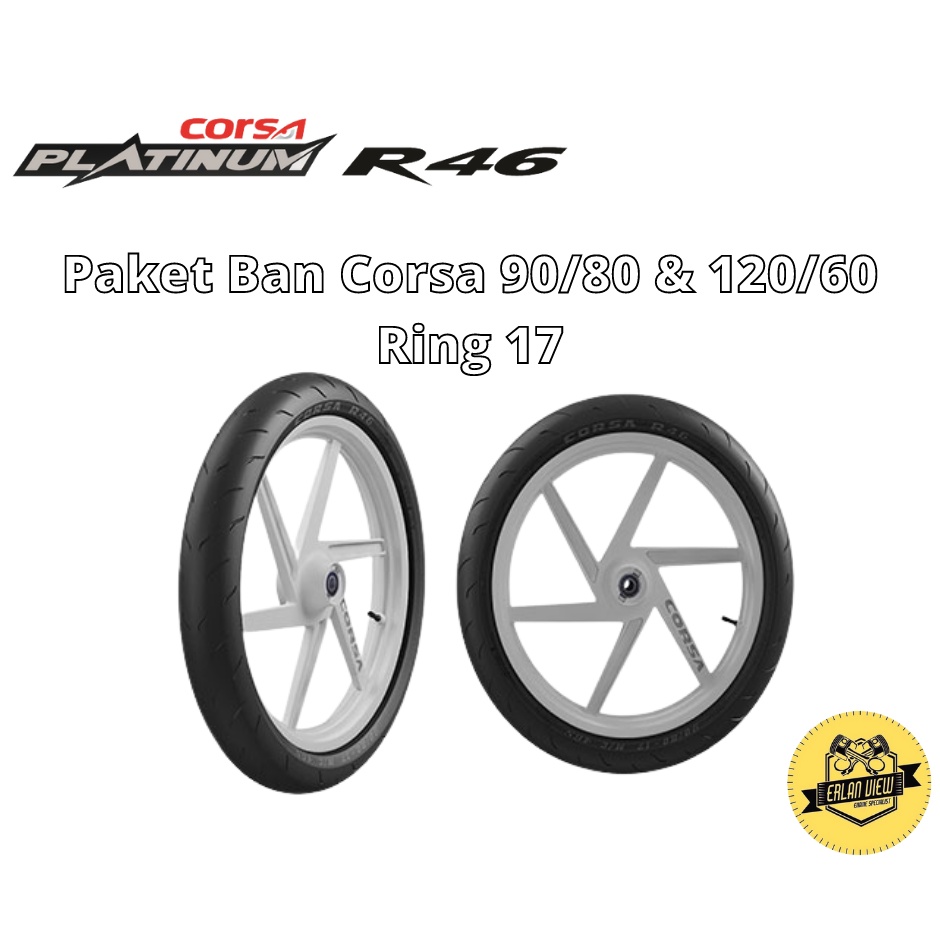Ban Luar Corsa R46 90/80 dan 120/60 ring 17 Tubeless CBR Ninja Satria Hiu Bebek Sport