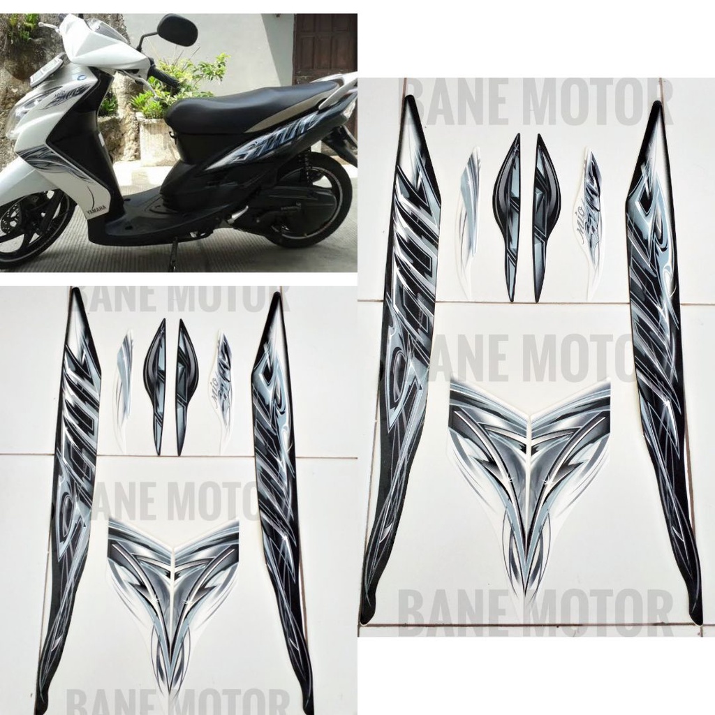 stiker Mio Soul 2009 hitam putih - striping - stiker body Yamaha Mio Soul 2009 putih hitam