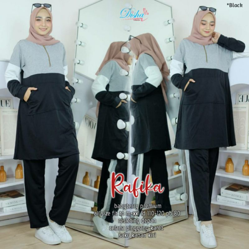Rafika Set By DISHA • Setelan Olahraga Wanita • Set Baju Olahraga Muslim • Hijab Sport Jilbab Sport 
