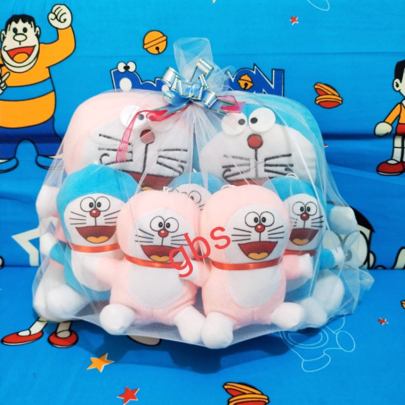 Boneka Doraemon beranak jaring murah Boneka beranak Doraemon mini pink