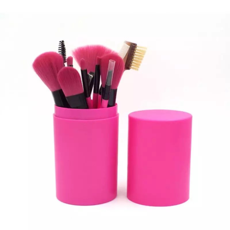 KM BRUSH Kuas Rias Make Up 12 Pcs Kuas Make Up Foundation Brush Free Tabung Love Brush Set Tube