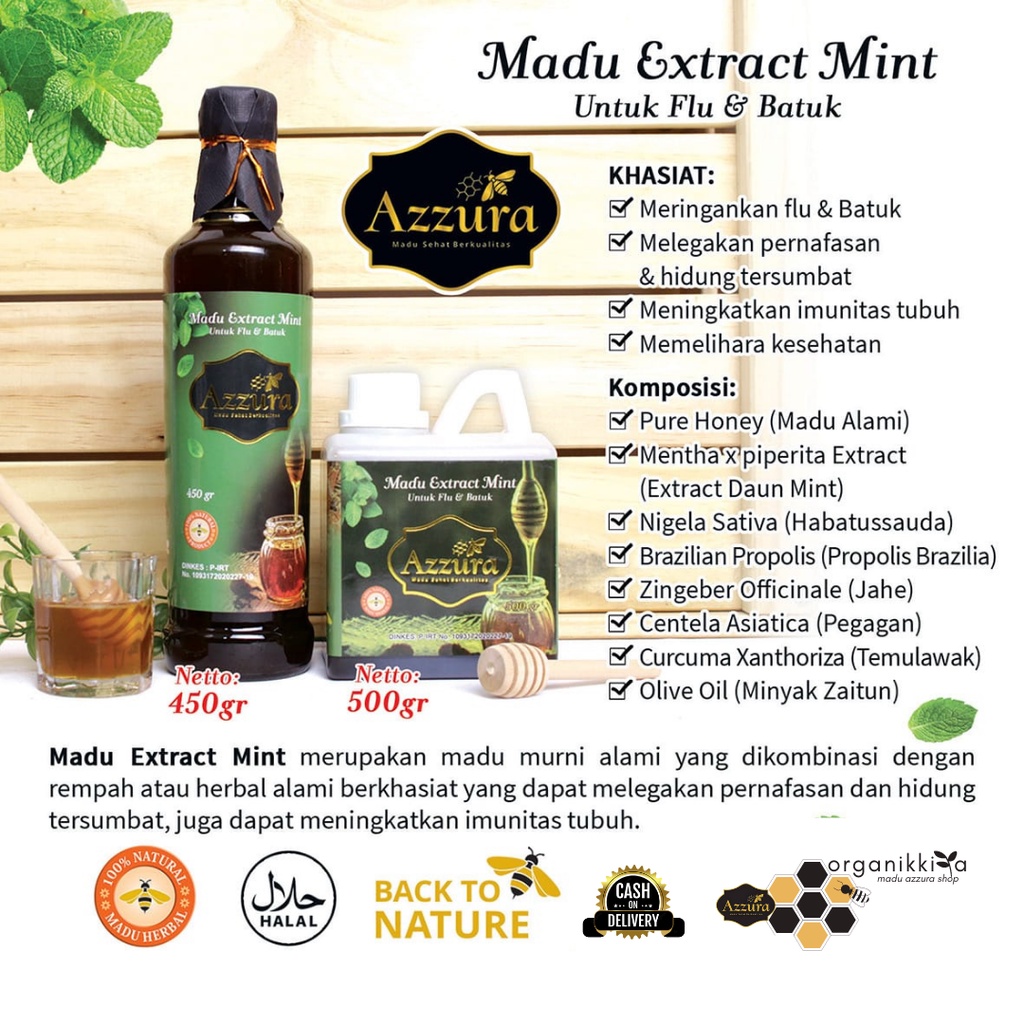 

Madu Extract Mint Azzura - Madu Extract Mint Flu Batuk Pernafasan dan Hidung Tersumbat