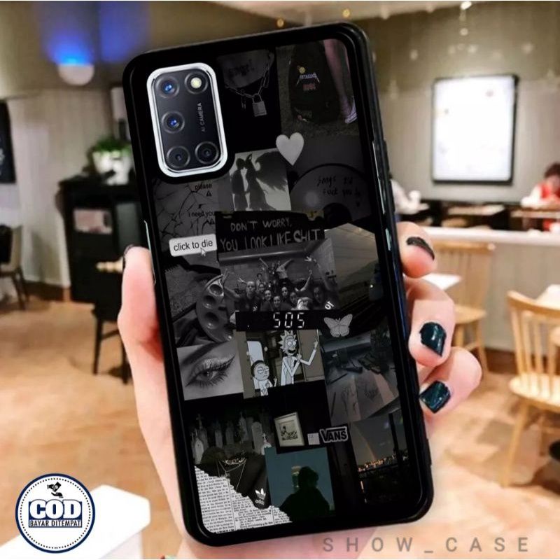 Liems store Case Oppo A92 Design Aesthetic Black Series