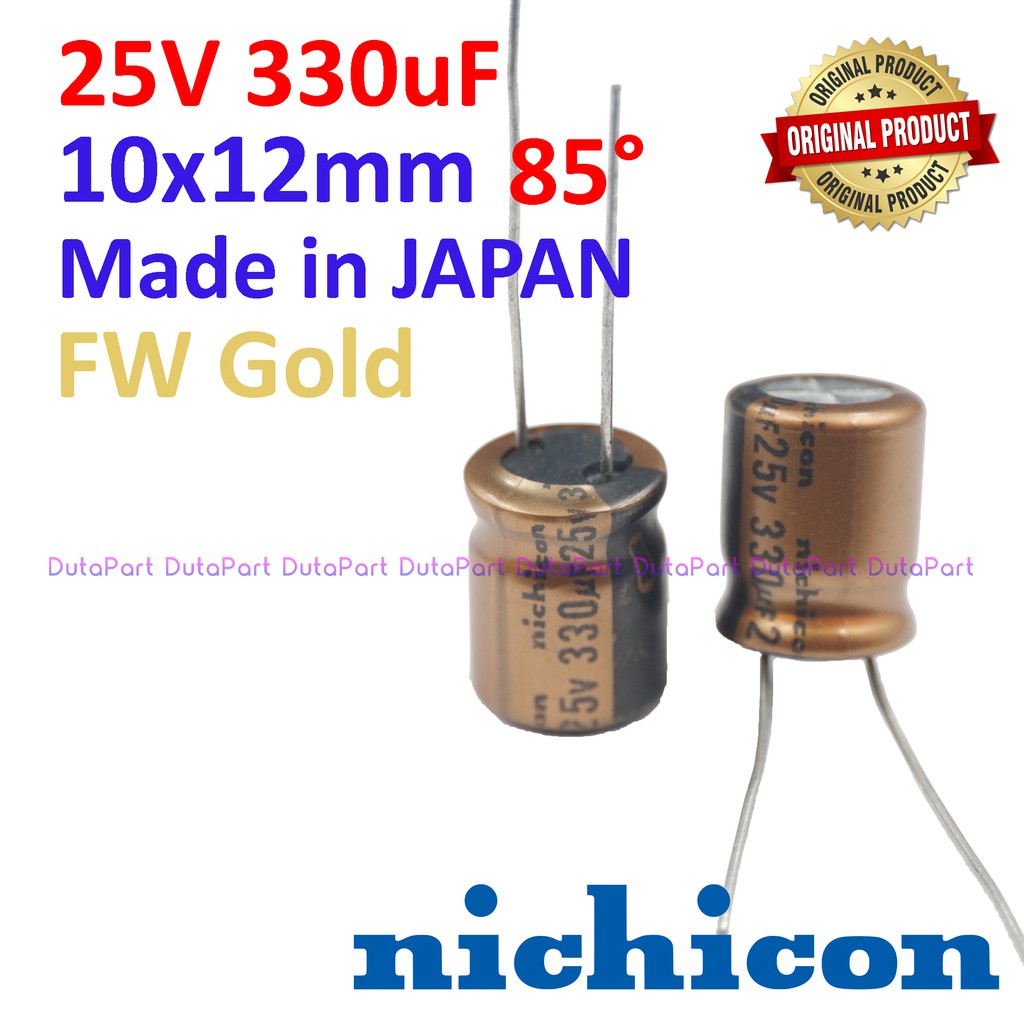 25V 330uF ORIGINAL NICHICON GOLD JAPAN Kapasitor Capasitor Elko Elco