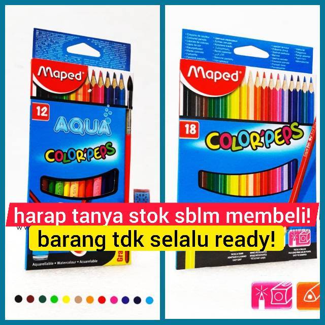 

WJB TNY STOK! MAPED COLOR PEPS PENSIL WARNA SET 12 AQUAREL 18 COLOR MAPEDS COLOUR PENCIL COLOUR