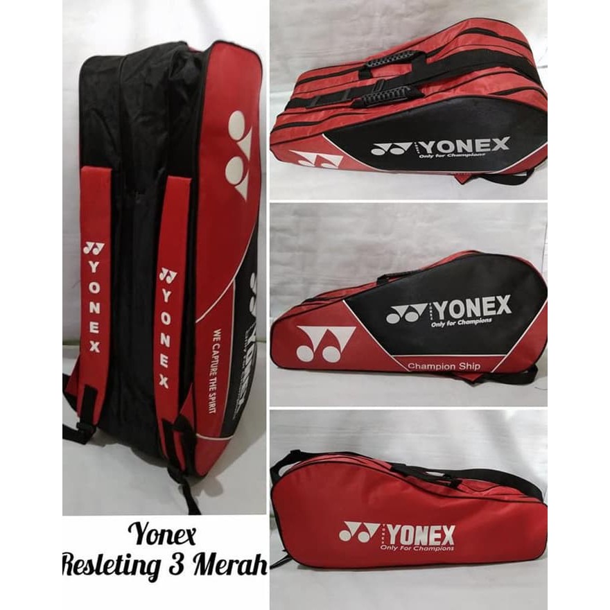 tas raket badminton yonex resleting 3 dolby jinjing selempang ransel