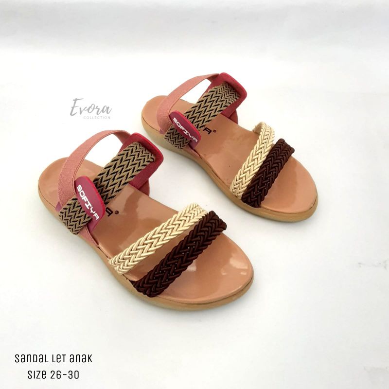 Sandal anak perempuan tali belakang slop rajut | sandal tali anak cewek slop