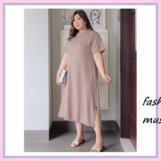 Tunik Kaos Jumbo Wanita Bhn Kaos  Ld110 Pj 110 Hanbai - Sonya Dress Jumbo