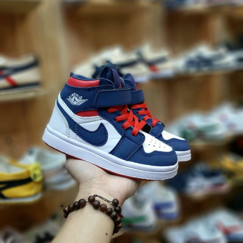 Sepatu Anak Kids Nike Air Jordan 1 High Navy White Red