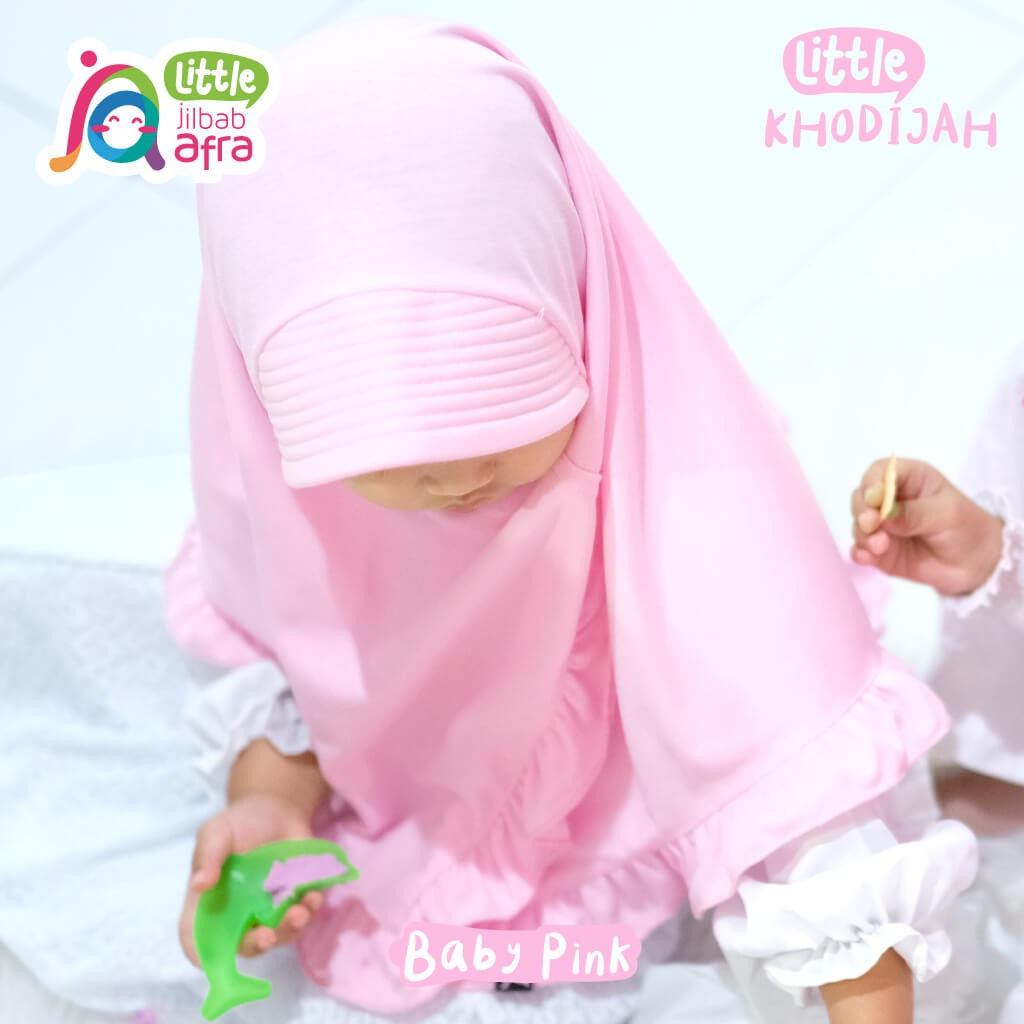 Jilbab Instan Anak Little Khodijah Baby Pink - Little Jilbab Afra - Bahan Kaos, Adem &amp; Lembut