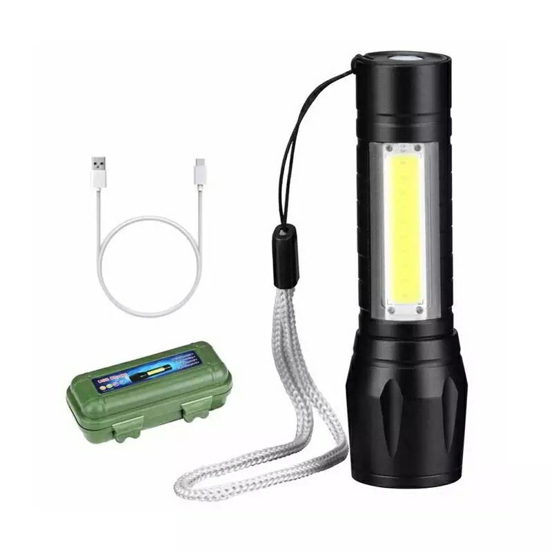 Senter XPE USB cob mini usb recharger zoom led swat police terang