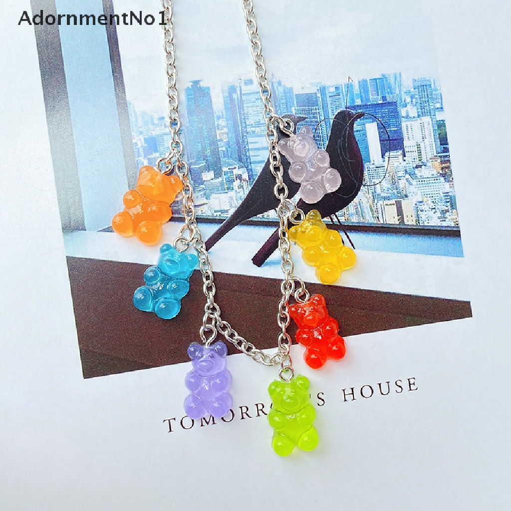 (AdornmentNo1) Kalung Rantai Dengan Liontin Kartun Gummy Bear Bahan Resin Gaya Hip Hop Untuk Wanita