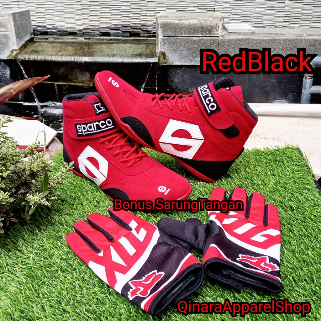 Sepatu drag race MERAH  sepatu touring FREE GLOVE  keren new  sepatu balap keren sepatu berkendara touring sunmori atau harian juga oke bonus sarung tangan