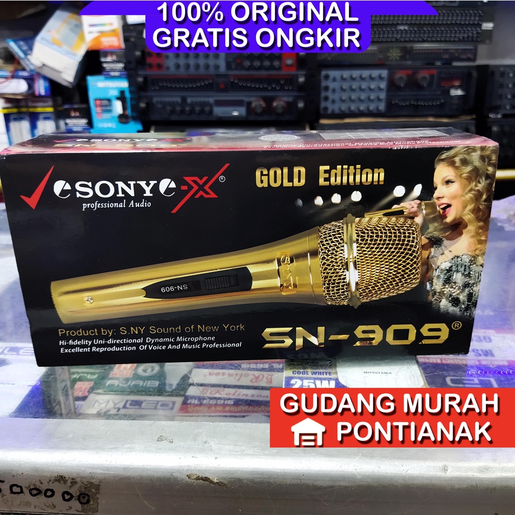 MIC SONY ORIGINAL ASLI SN 909 BODY GOLD EDITION MICROPHONE KABEL MIC KARAOKE