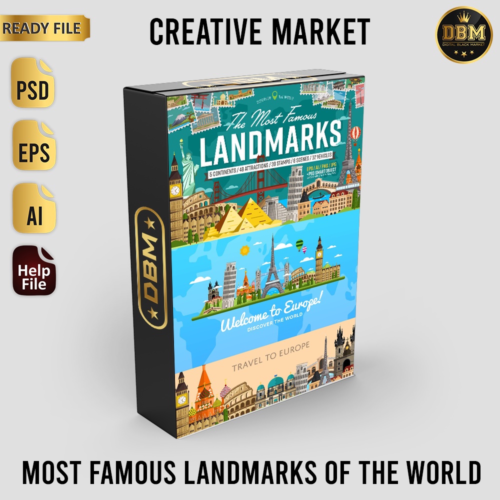 Most Famous Landmarks Of The World - Vector Designs