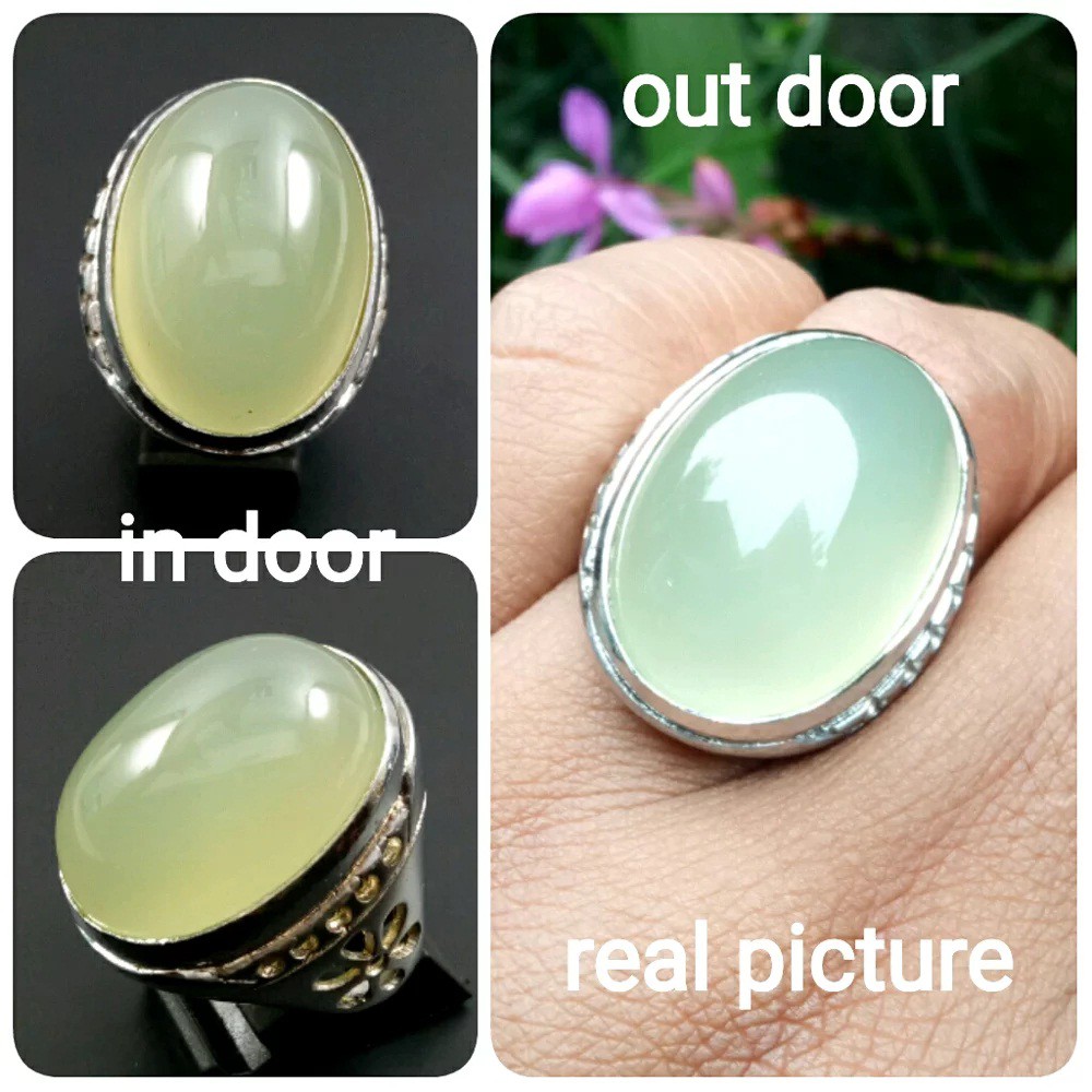 Cincin Batu Natural Green Melon Chalcedony Jumboo Hijaunya Bikin Adem