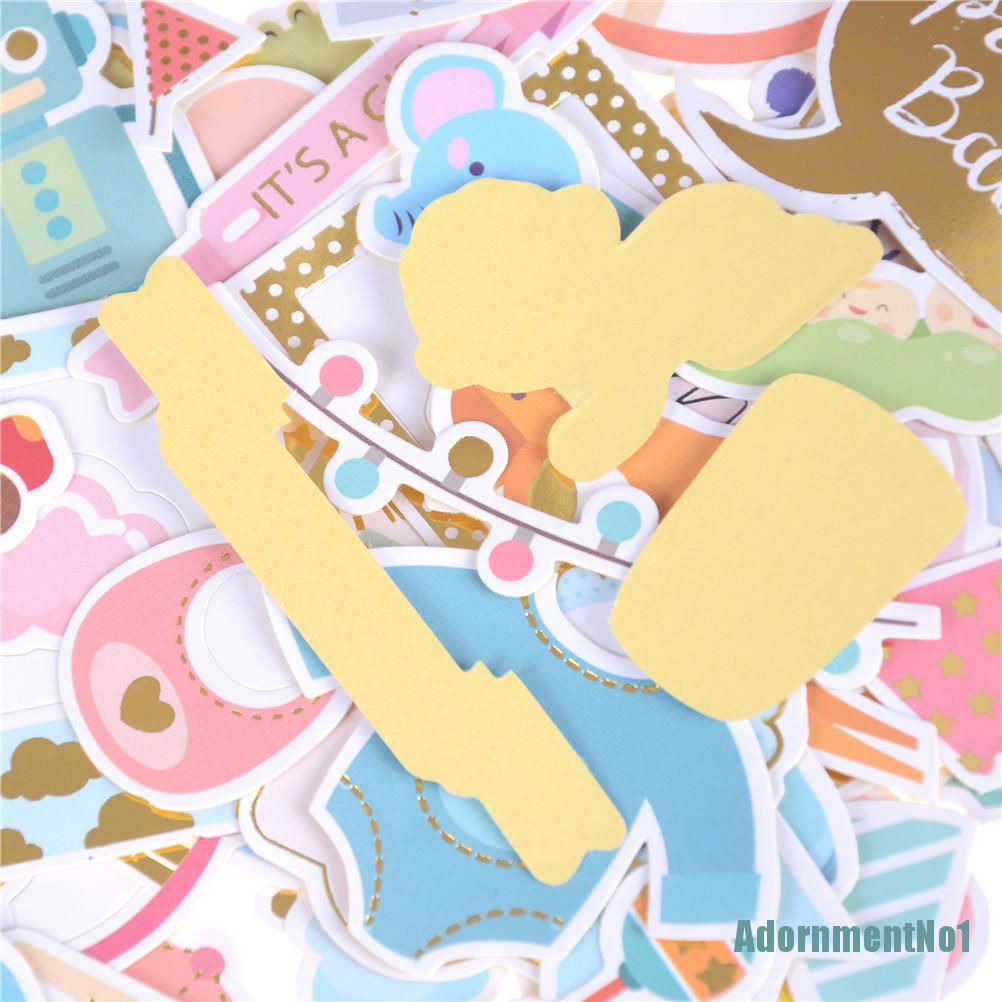 (AdornmentNo1) 73pcs / Set Stiker Die Cut Motif Bayi + Tulisan Happy Planner Untuk Scrapbook / Kartu