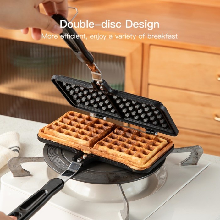 Cetakan Waffle Maker Croffel Double Maker Loyang Pembuat Wafel Kompor