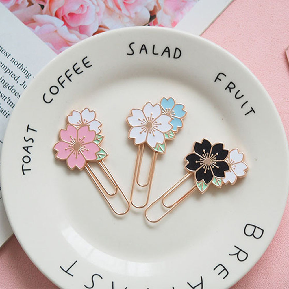 LANFY Durable Bookmark Simple Student Supplies Stationery Gift Paper Clip Colorful Decor Metal Sakura School Office Supplies