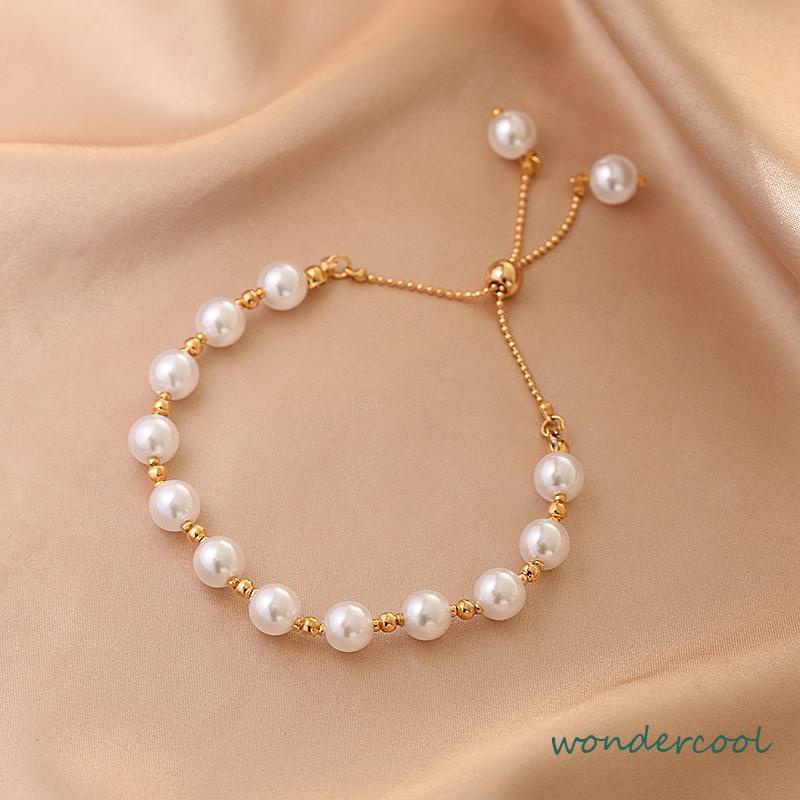 Gelang Tangan Mutiara Imitasi Simple Elegan Untuk Wanita -Won