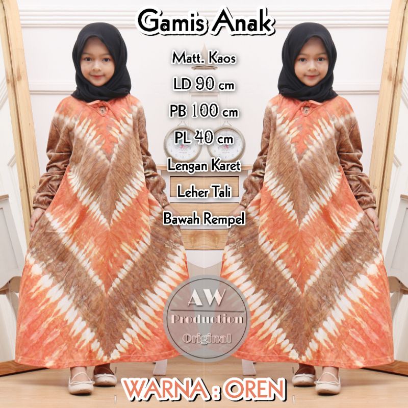 Dress Anak Perempuan Motif Tiedye 10-12 Th Katun Adem Baju Anak Karakter Lucu Cantik Murah Kekinian