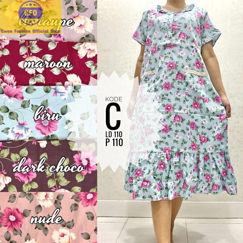 Daster rempel TAMARA 7/8 katun / Longdress  daster katun Jepang / Daster lengan panjang/daster busui