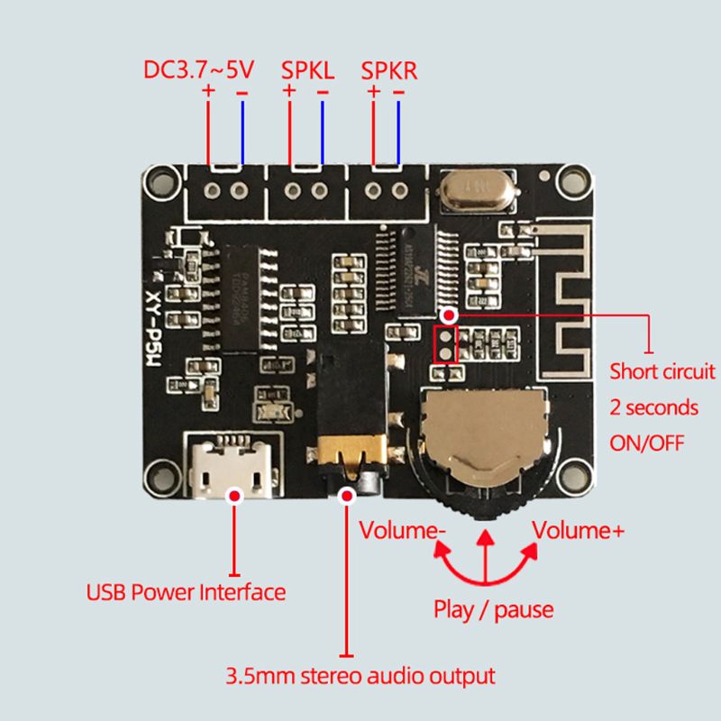 Vivi Modul Board Amplifier Audio Stereo Bluetooth 5.0 3w / 5w Pam8406 Xy-P5W