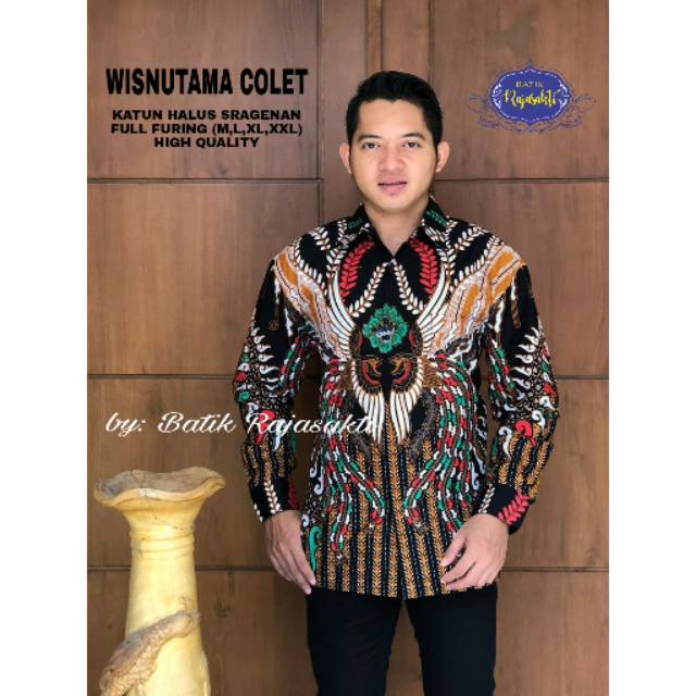 Batik Solo WISNUTAMA COLET Kemeja Pria Katun Halus Sragenan Full Furing