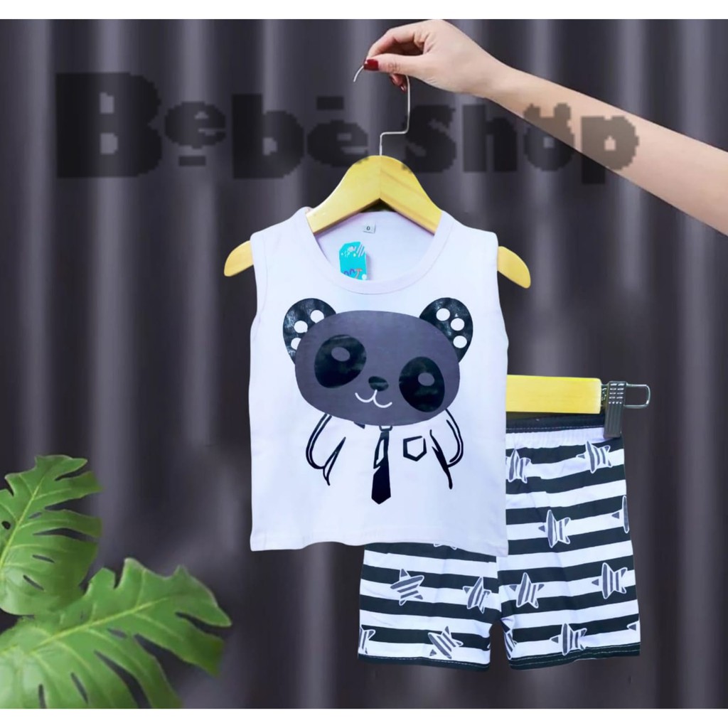 Setelan Baju Lekbong Anak Karakter Panda Usia 0 Sampai 7 Tahun