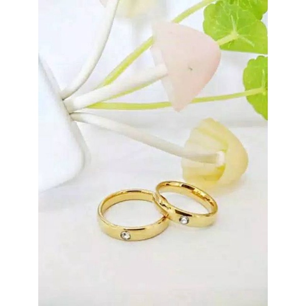 4s Grosir Solo || Cincin couple Titanium Stainless steel cembung 1MATA anti karat selamanya Fashion Ring pria wanita