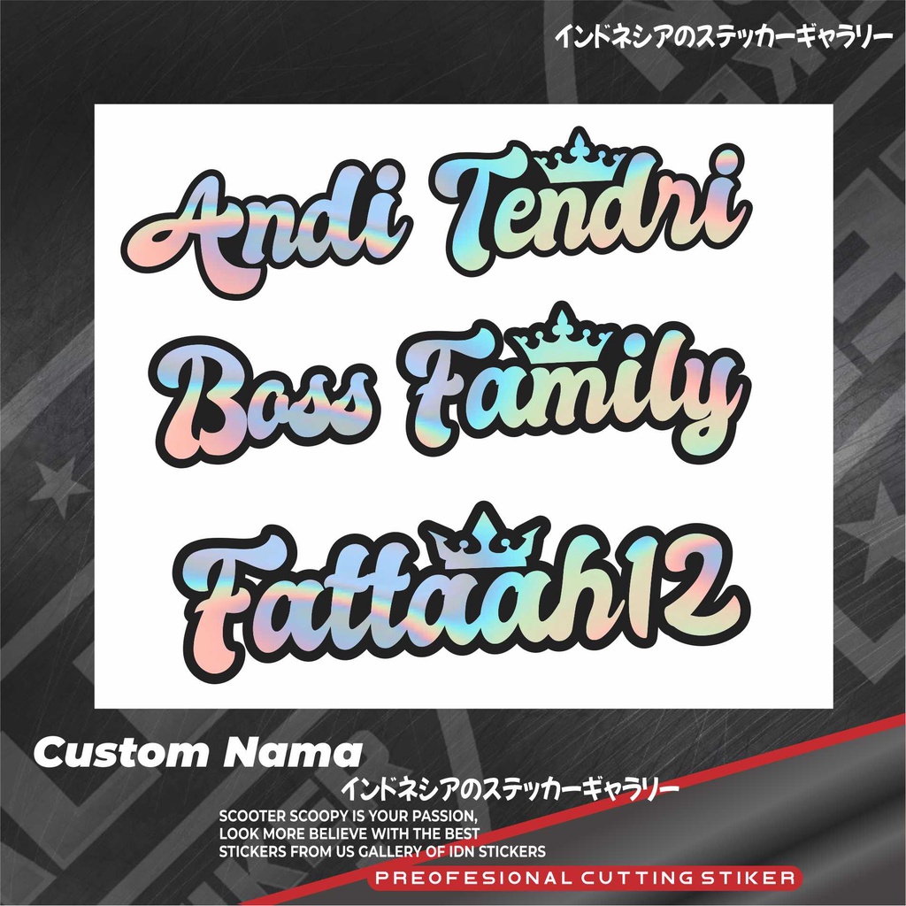 

STIKER NAMA MAHKOTA STILE 2 CUSTOM STIKER NAMA HOLOGRAM