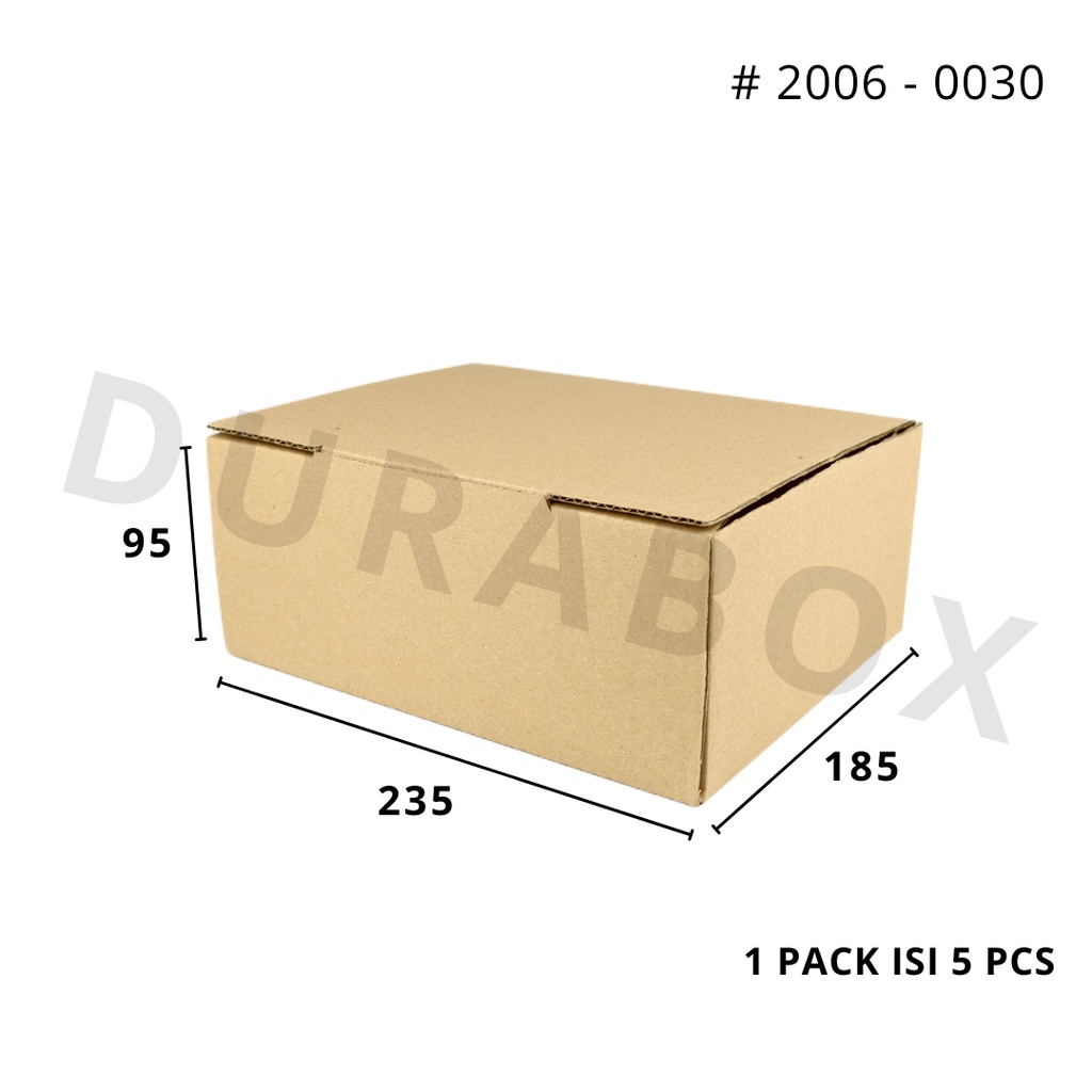 

23.5 x 18.5 x 9.5 cm MAILER | KARDUS / KARTON BOX CORRUGATED - KEMASAN / PACKAGING / PACKING MAKANAN | #2006-0030