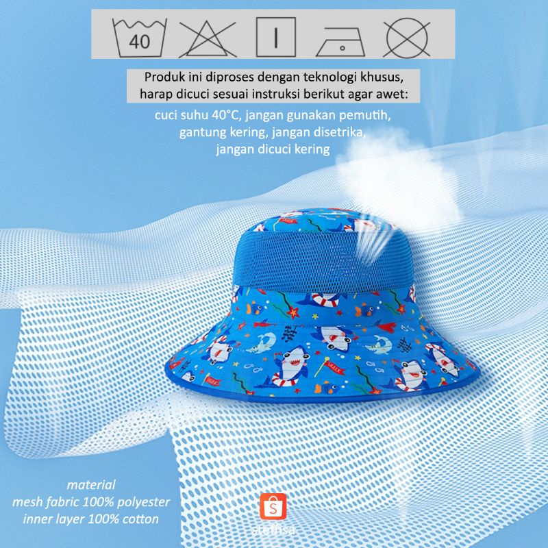 TOPI ANAK | reversible double sided wearable - anti UV matahari - premium hat het impor kid cewek cowok breathable mesh jaring summer holiday outdoor gunung pantai cod