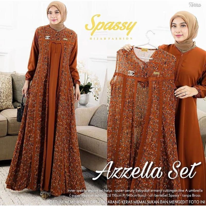 GAMIS AZZELLA SET OUTER LEPAS 2in1 MURAH SHAKILA MIX CERUTY BABYDOLL ARMANY TERBARU