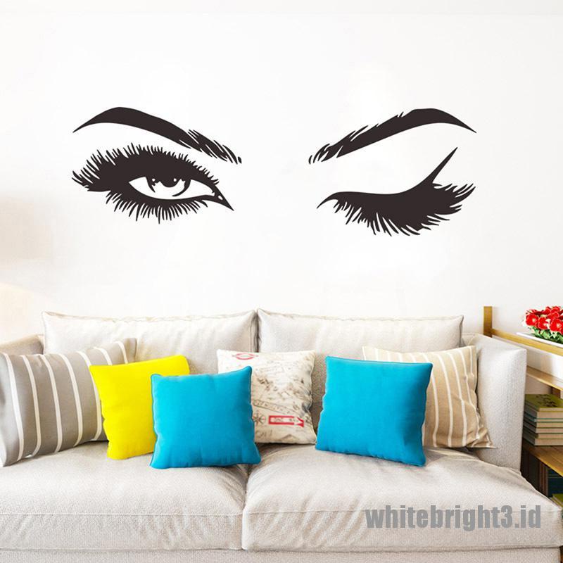 ❤White3 Warna Putih❤ Stiker Dinding Decal Model Mural Desain Bulu Mata Sexy Untuk Ruang Tamu