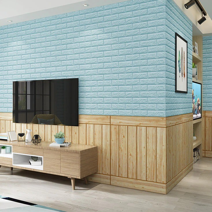 Wallpaper 3D Brickfoam  / Variasi Warna Kuning - Pink - Biru / Kualitas Bagus Harga Terjangkau-3