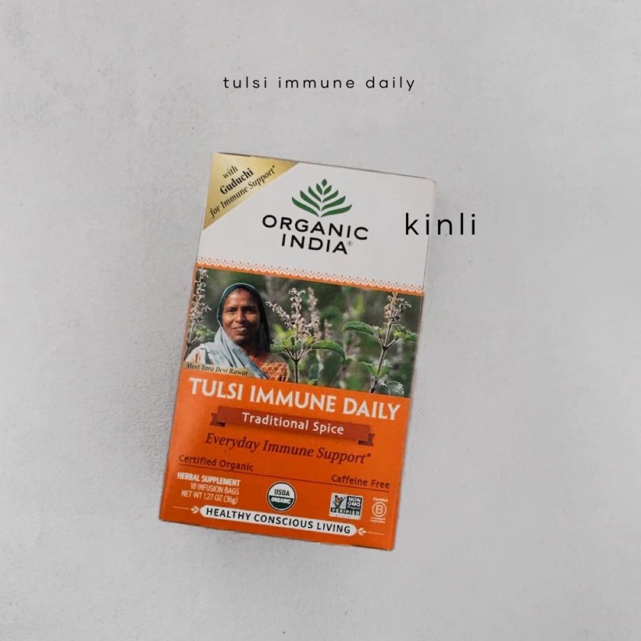 organic india tulsi immune daily caffeine free 18 infusion bags 1.27oz