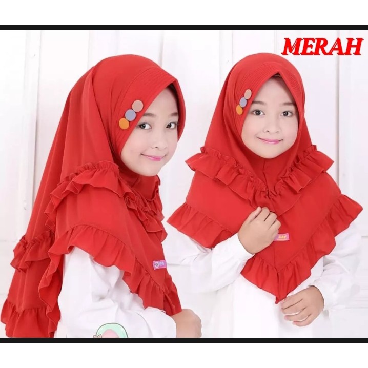 jilbab anak paud 3 KANCING / 3 - 5 TAHUN / kerudung anak perempuan