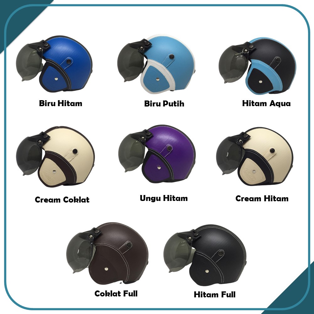 Helm Retro Bogo LEONO Anak Kids Polos Warna Murah