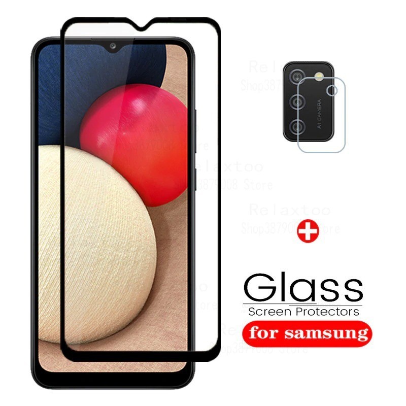 Tempered Glass 9D Samsung A02S + Tg Lensa Camera 2in1