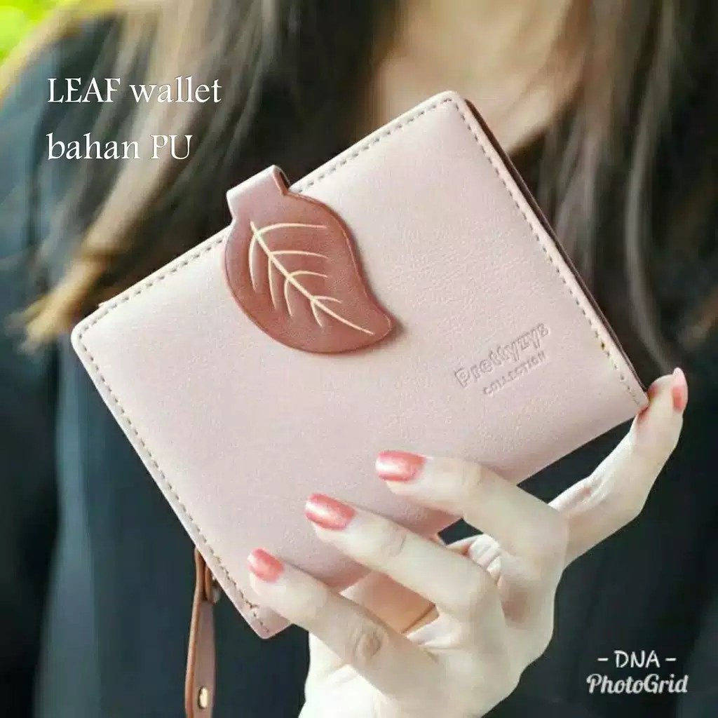 Promo Dompet Wanita Lucu Elegan Bahan Taiga Ukuran 10x10 Warna Ungu Tosca Biru Hitam Fanta Murah-Dk. Daun COKLAT