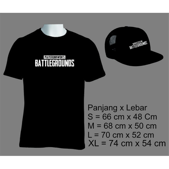 KAOS BAJU TSHIRT  PUBG PLUS TOPI BATTLEGROUND HITAM PUBG FREE FIRE