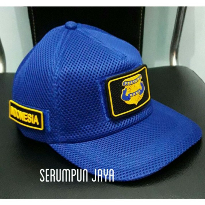 TOPI GADA PRATAMA - TOPI GADA PRATAMA 3 PATCH JARING VELCRO BIRU - TOPI GADA PRATAMA SECURITY