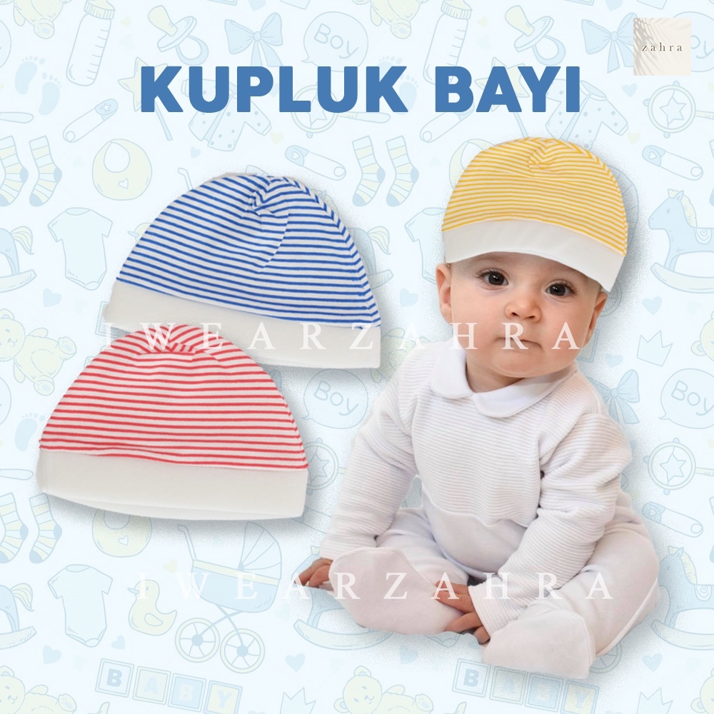 KUPLUK BAYI - Topi Baby Kupluk Rajut Katun Polos Unisex Aksesoris Anak Cowok Cewek Rambut Salur