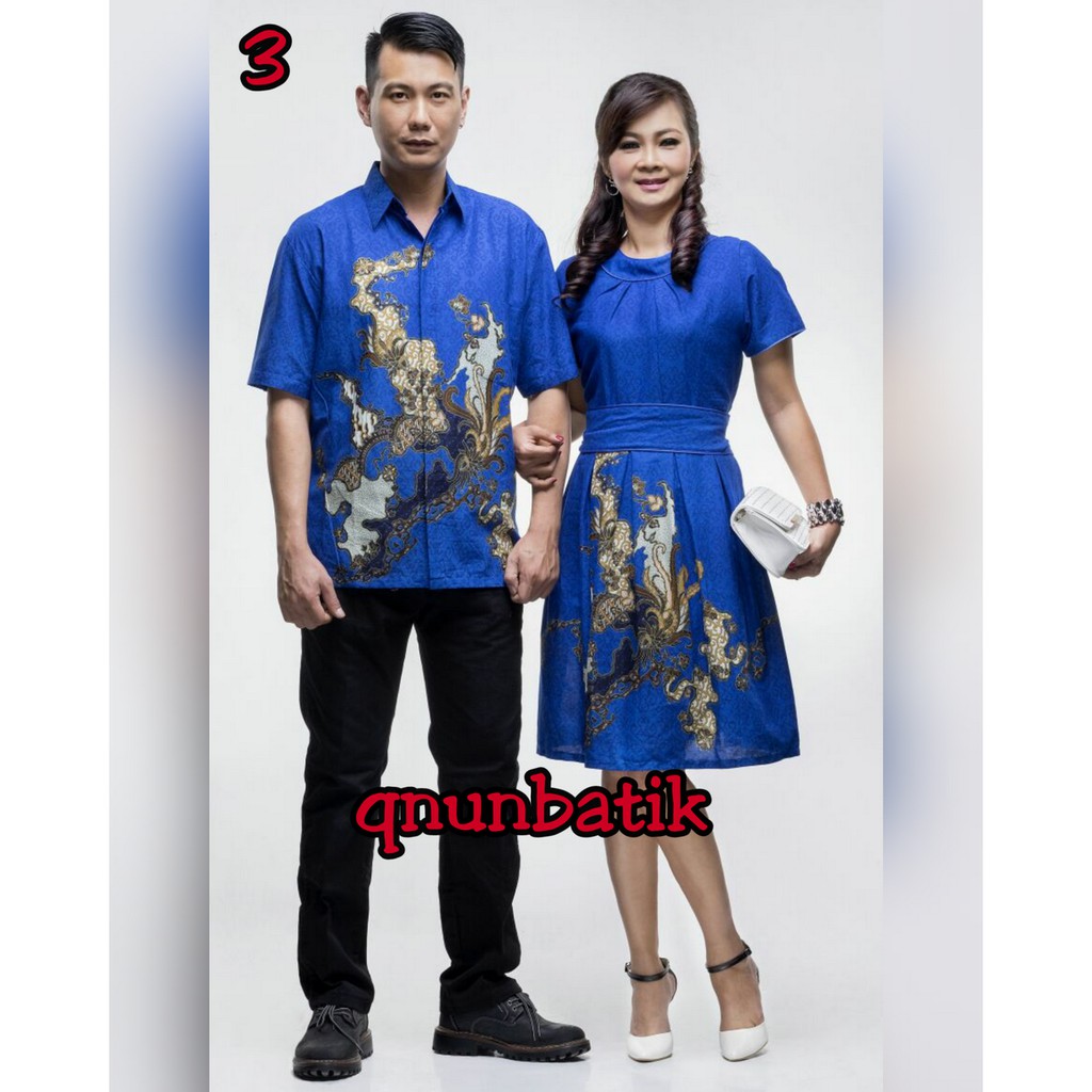 SARIMBIT COUPLE BATIK DRESS TERUSAN WANITA MAURA POLA BIRU ELEKTRIK
