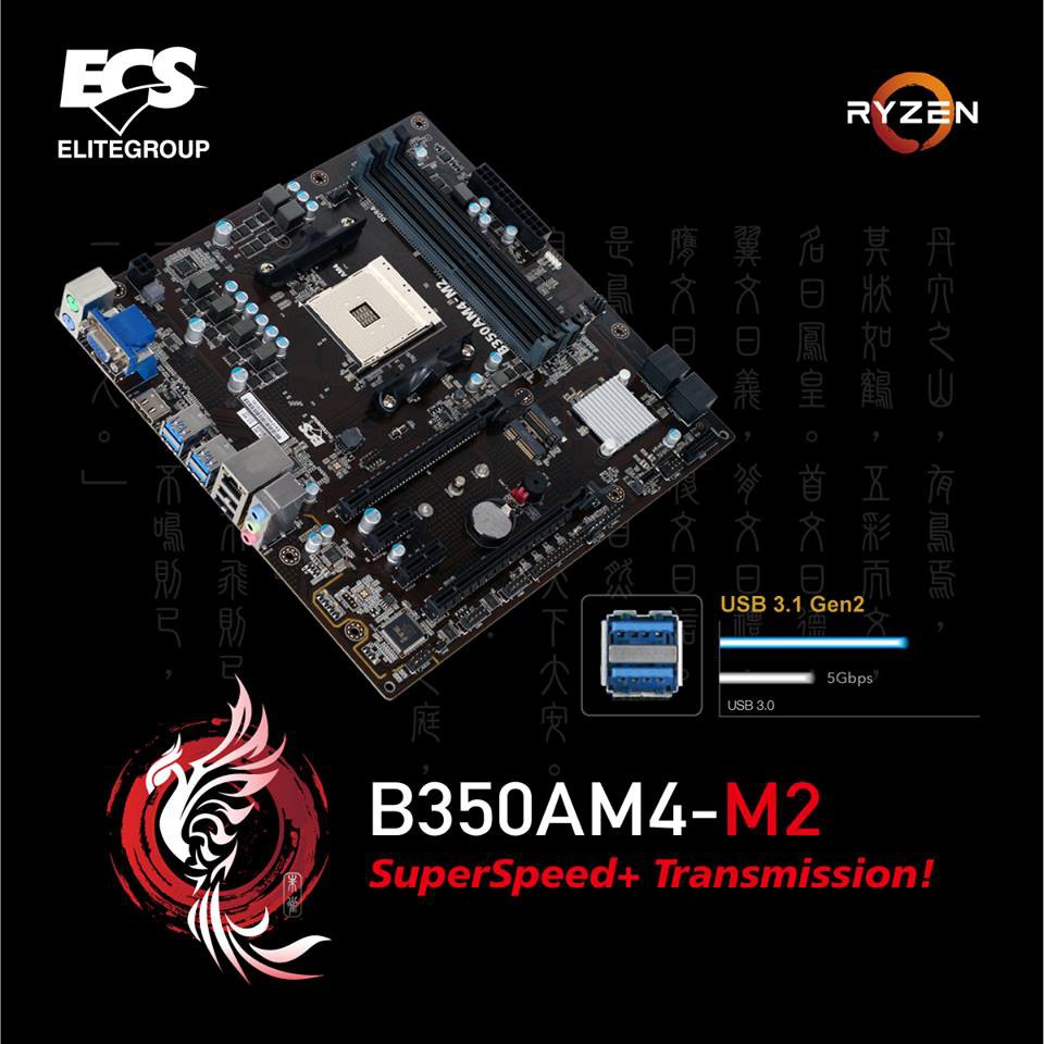 B350  Ryzen Motherboard ECS B350AM4-M2