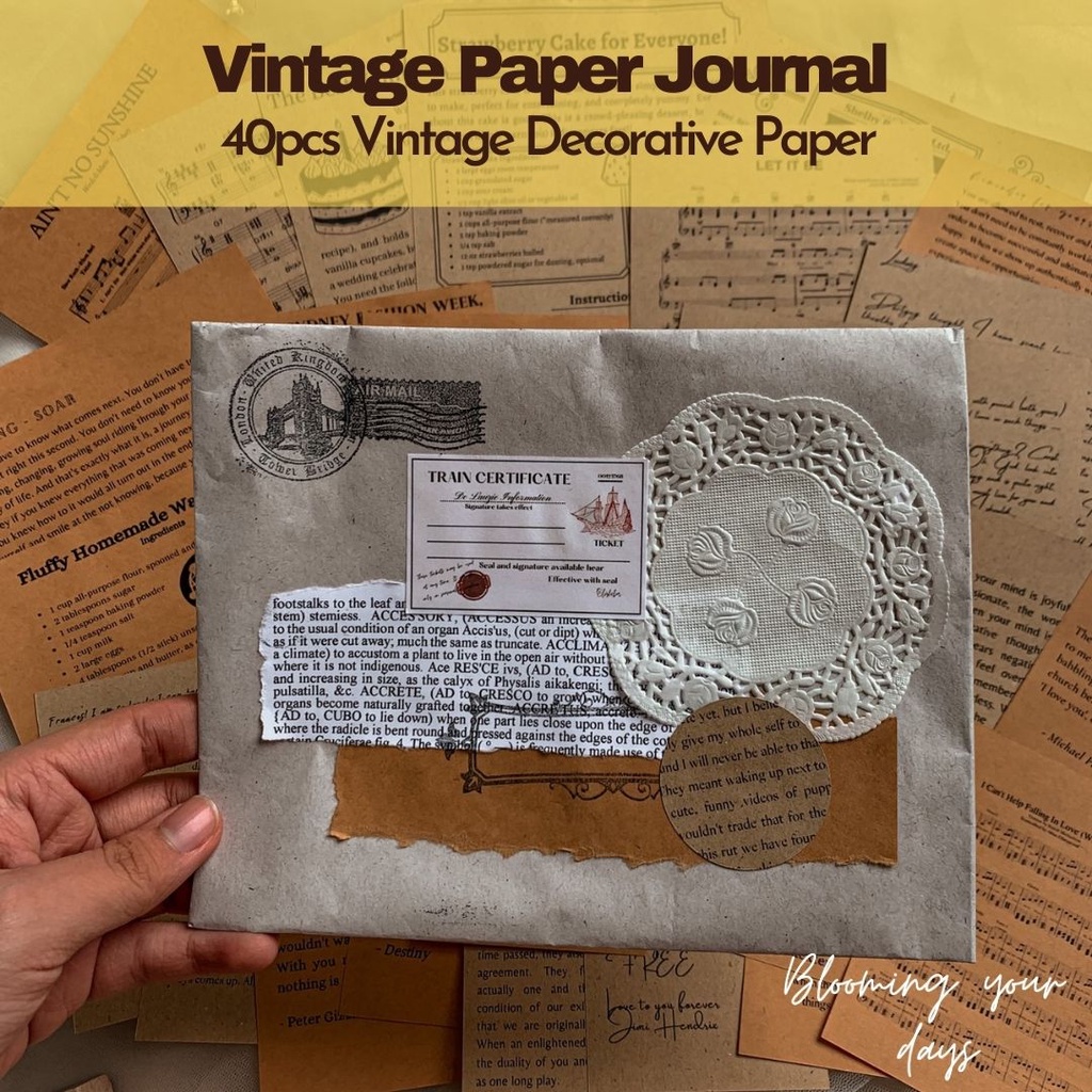 

40pcs Vintage Paper Deco Journal Kit Bundles BUJO Aesthetic DIY